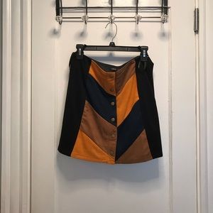 NWT Multicolored Suede Button Skirt